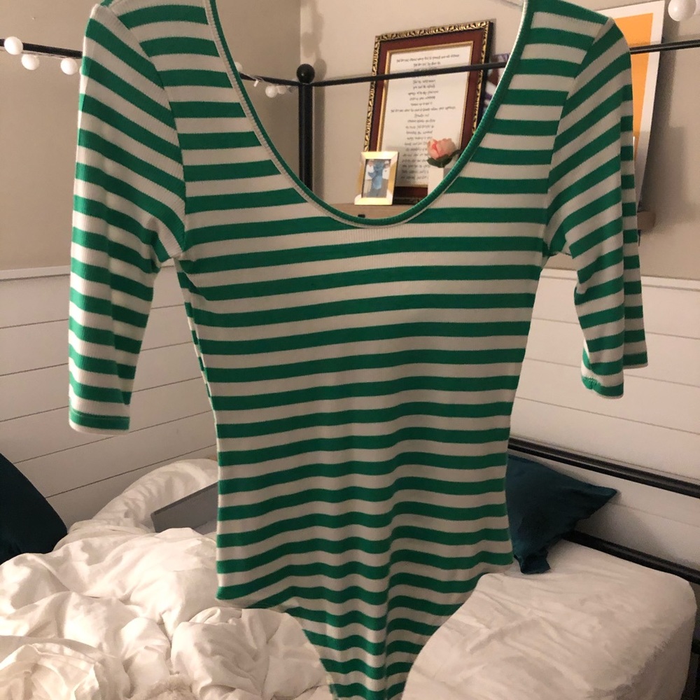 Green Striped bodysuit by Collusion (ASOS)